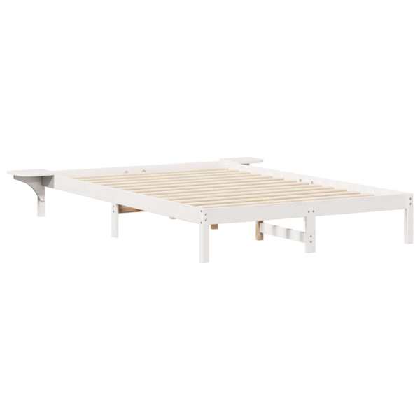 vidaXL Voodi raam koos k&uuml;lglaudadega Valge 160 x 210 cm Tahke m&auml;nd