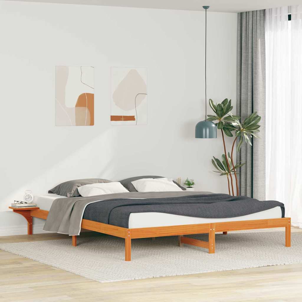 vidaXL Bettgestell mit Nachttischen Wachsbraun 200 x 210 cm