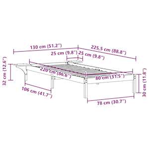 Postelový rám s nočními stolky Přírodní 80 x 220 cm - obrázek 11