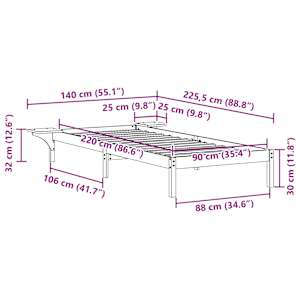 Postelový rám s nočními stolky Bílá 90 x 220 cm - obrázek 11