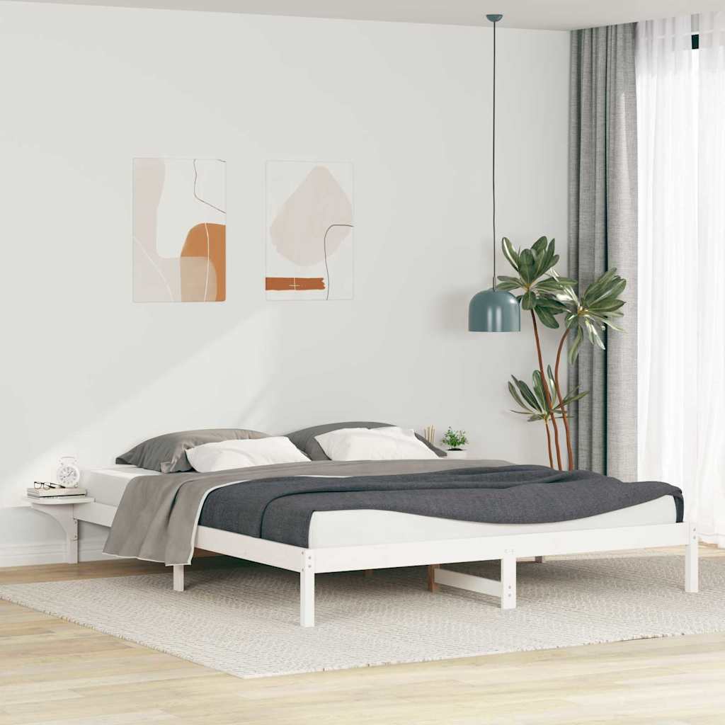 vidaXL Bettgestell mit Nachttischen Weiß 200 x 220 cm