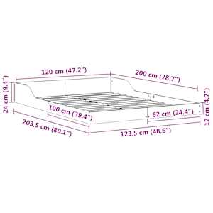 Rám postele Bílá 120 x 200 cm Masivní borové dřevo - obrázek 10