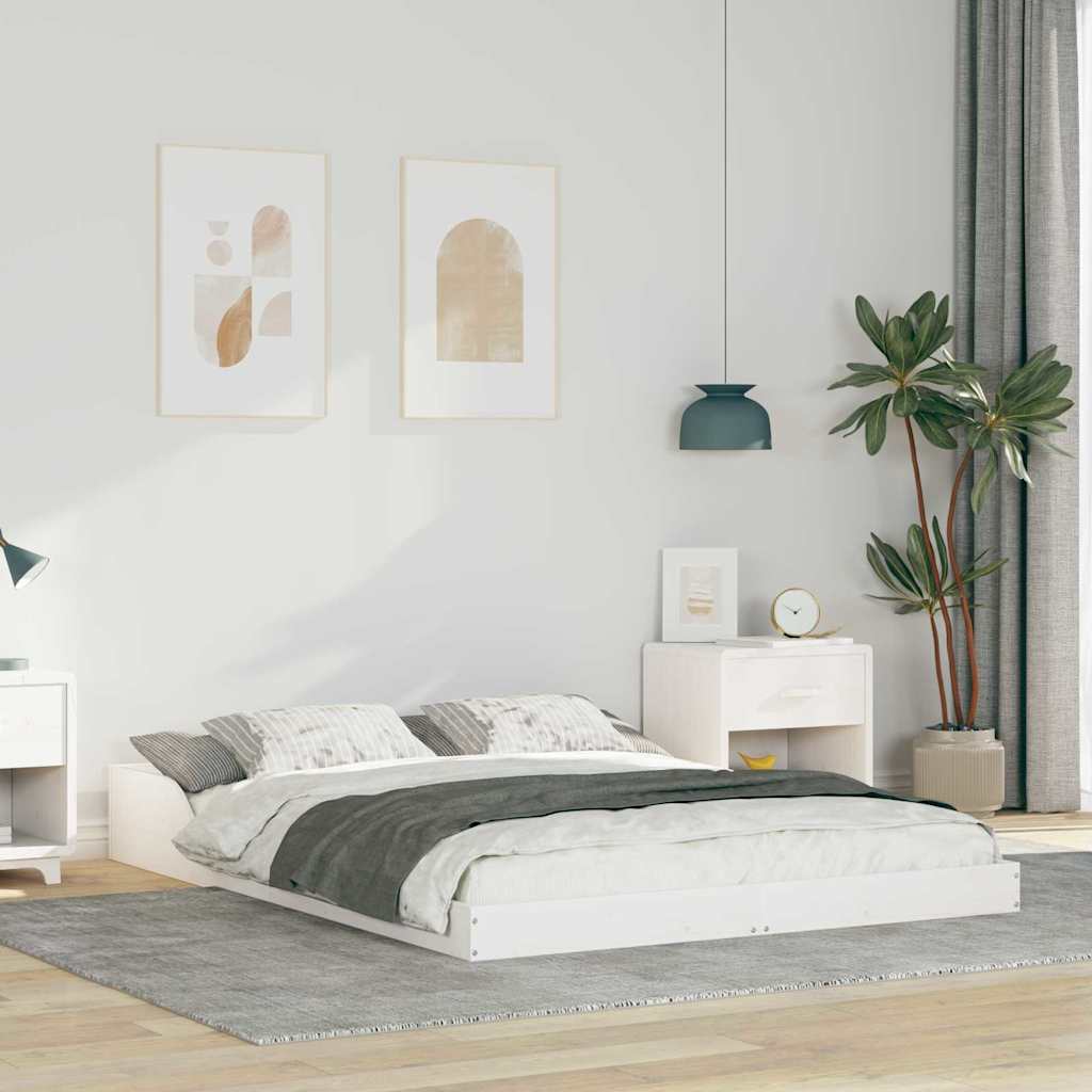 Bedframe Wit 140 x 190 cm Massief grenenhout