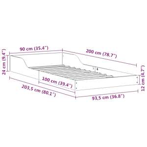 Rám postele Voskově hnědá 90 x 200 cm Masivní borové dřevo - obrázek 10
