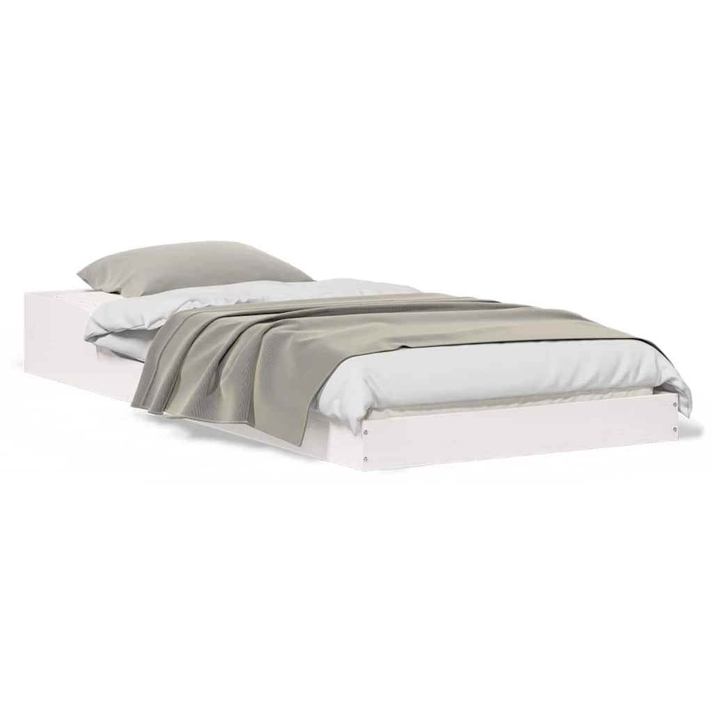 Bed Frame White 75 x 190 cm Solid pine wood - Image 4