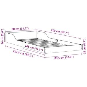 Rám postele Přírodní 80 x 210 cm Masivní borové dřevo - obrázek 11