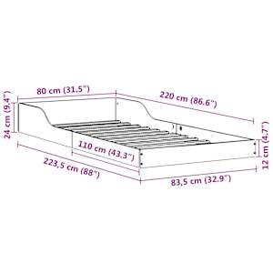 Rám postele Bílá 80 x 220 cm Masivní borové dřevo - obrázek 11