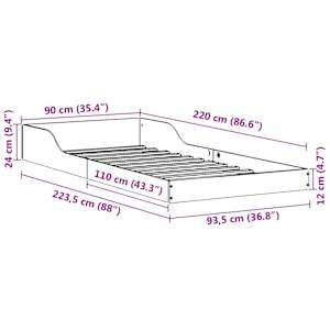 Rám postele Přírodní 90 x 220 cm Masivní borové dřevo - obrázek 11