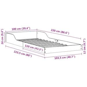 Rám postele Voskově hnědá 100 x 220 cm Masivní borové dřevo - obrázek 11