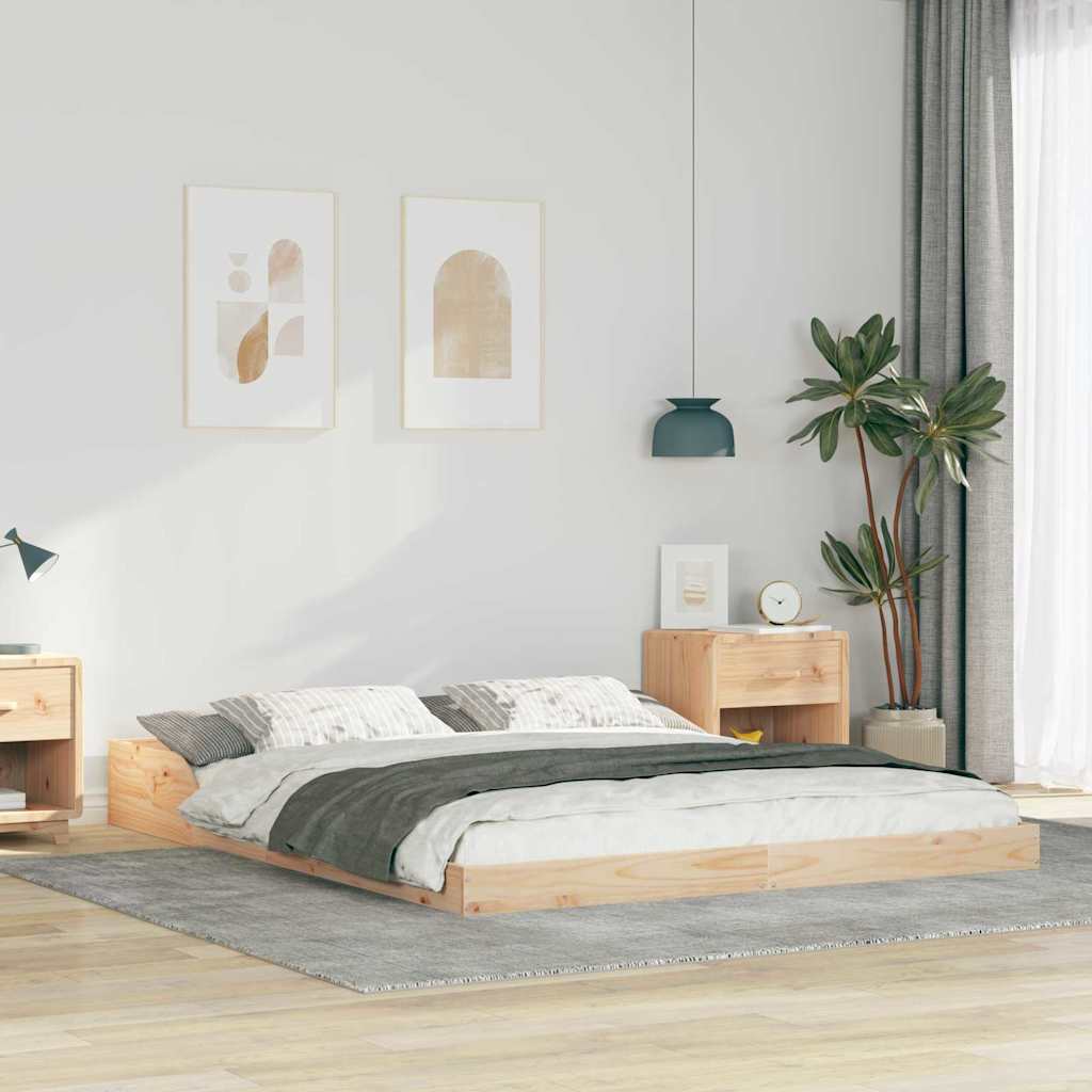Bettgestell Braun 160 x 220 cm Massivholz Kiefer