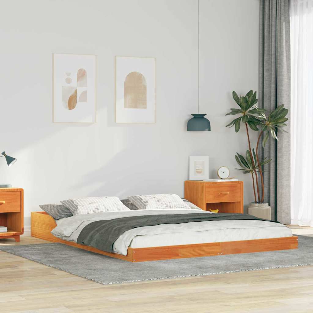 Bettgestell Wachsbraun 160 x 220 cm Massivholz Kiefer