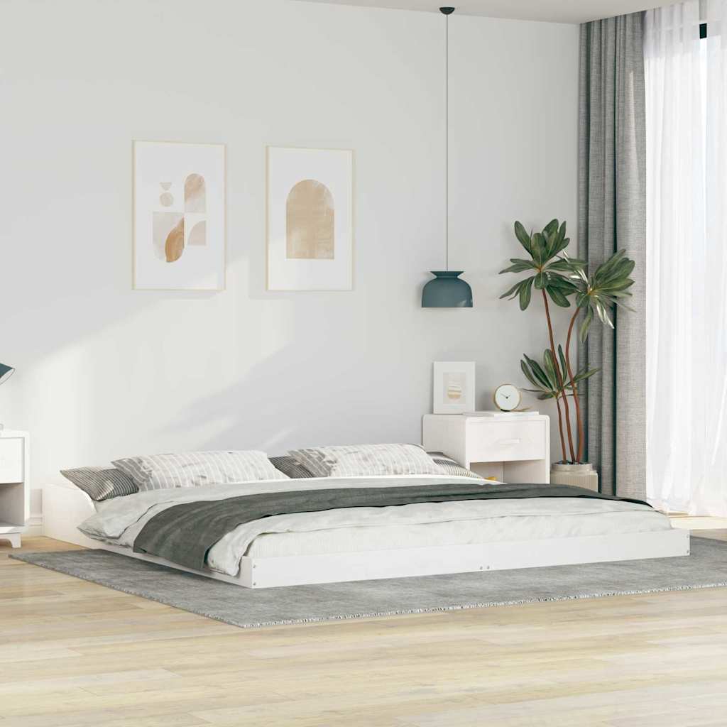Bettgestell Weiß 180 x 220 cm Massivholz Kiefer