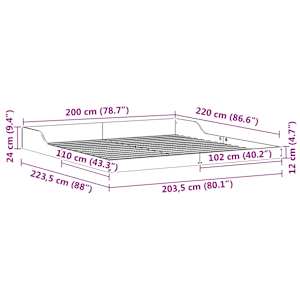 Rám postele Bílá 200 x 220 cm Masivní borové dřevo - obrázek 10