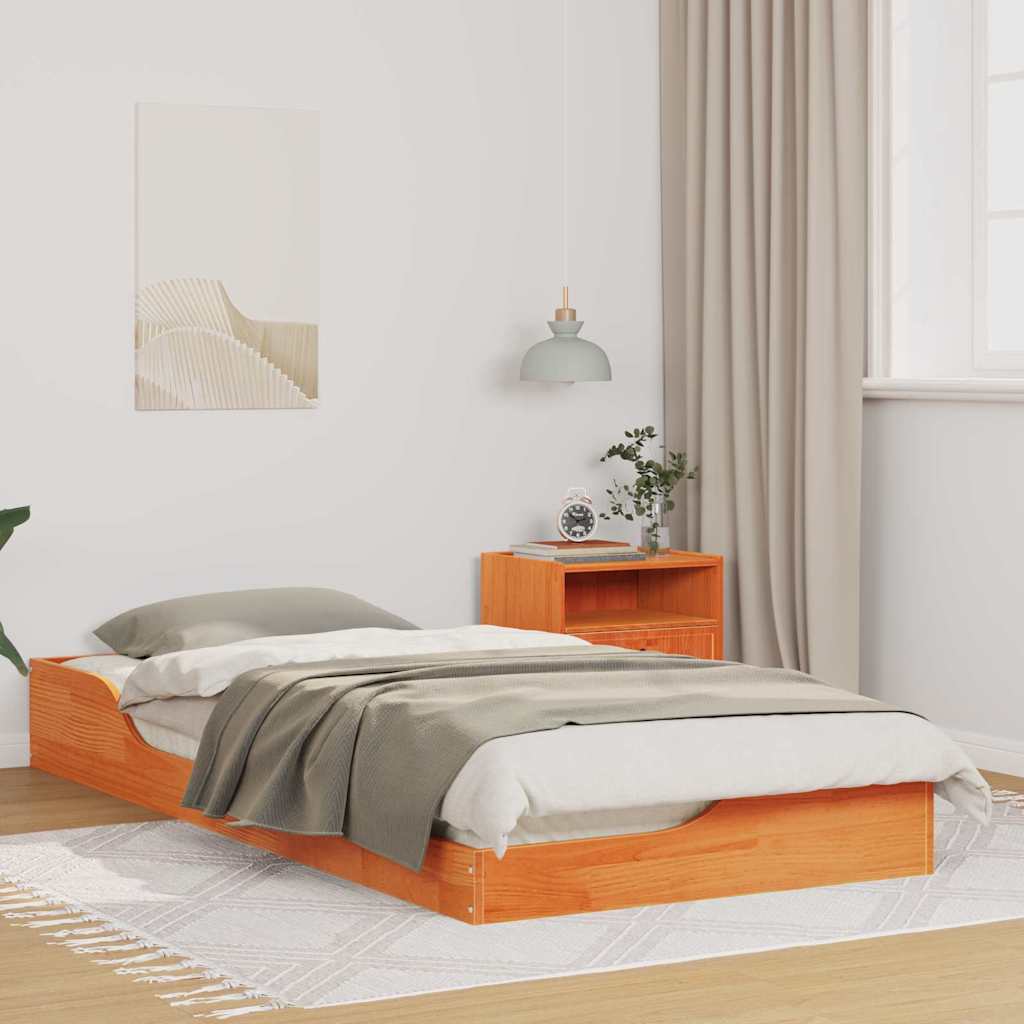 Bedframe Wasbruin 100 x 200 cm Massief grenenhout
