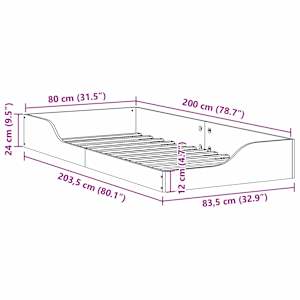Rám postele Bílá 80 x 200 cm Masivní borové dřevo - obrázek 10