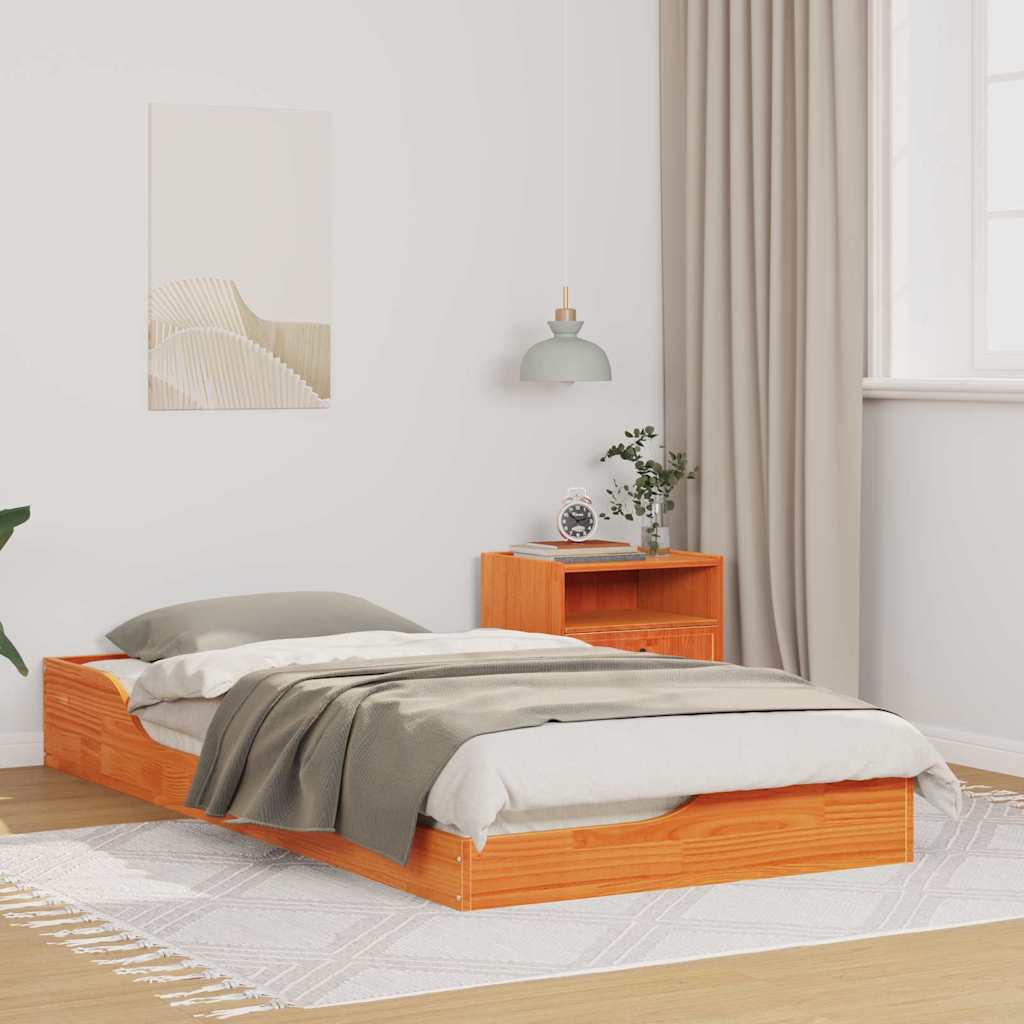 Bedframe Wasbruin 75 x 190 cm Massief grenenhout