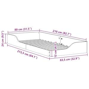 Rám postele Voskově hnědá 80 x 210 cm Masivní borové dřevo - obrázek 10