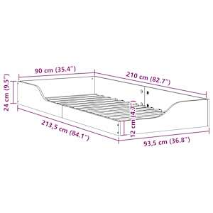 Rám postele Hnědá 90 x 210 cm Masivní borové dřevo - obrázek 10
