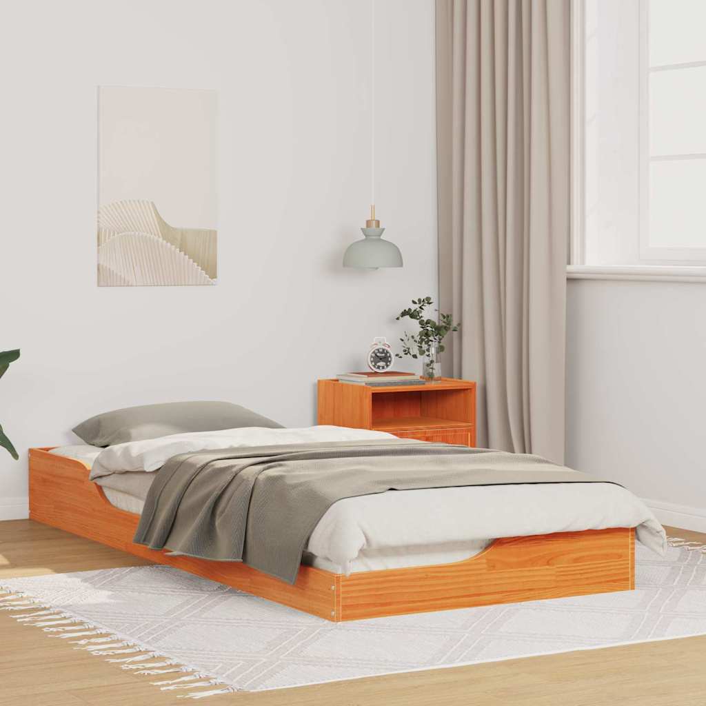 Bedframe Wasbruin 90 x 210 cm Massief grenenhout