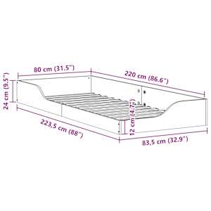 Rám postele Hnědá 80 x 220 cm Masivní borové dřevo - obrázek 10