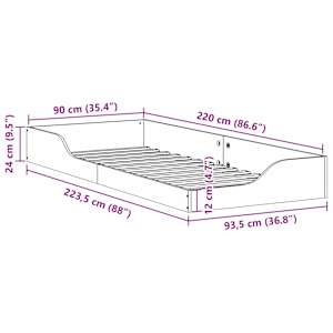 Rám postele Bílá 90 x 220 cm Masivní borové dřevo - obrázek 10