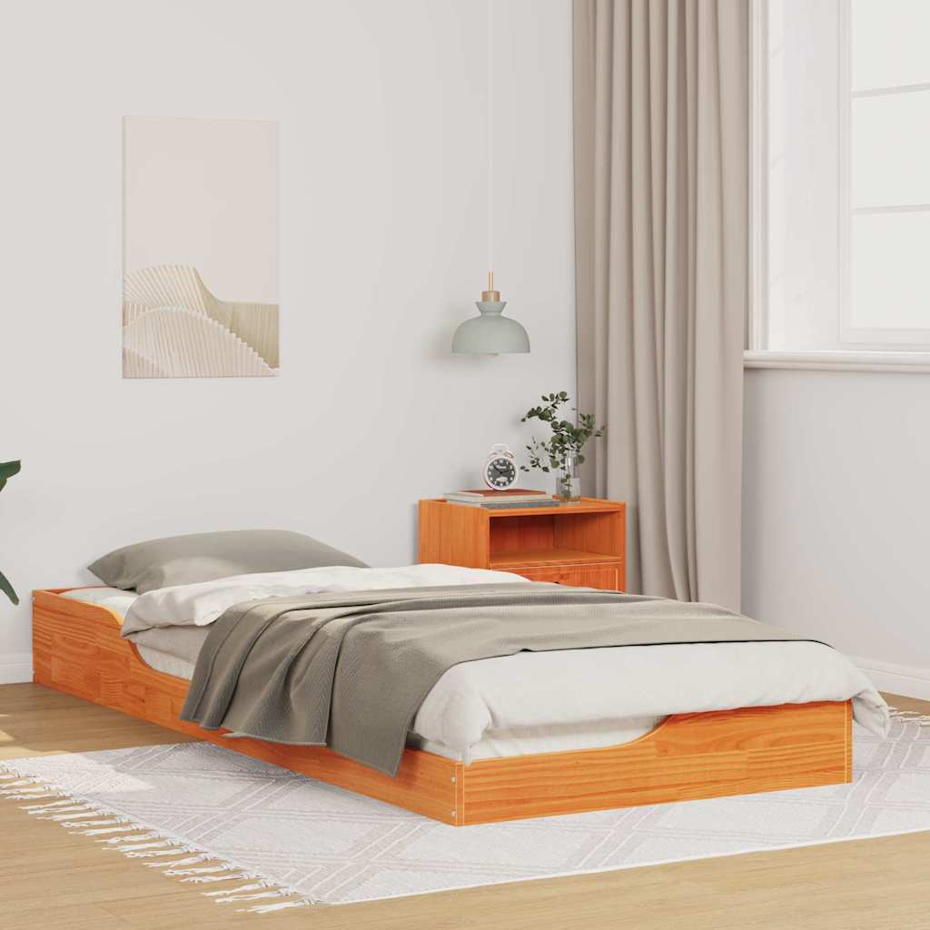 Bedframe Wasbruin 90 x 220 cm Massief grenenhout