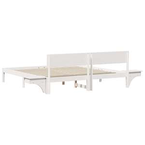 Rám postele s čelo Bílá 180 x 200 cm Masivní borové dřevo - obrázek 7
