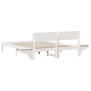 Rám postele s čelo Bílá 160 x 200 cm Masivní borové dřevo - obrázek 7