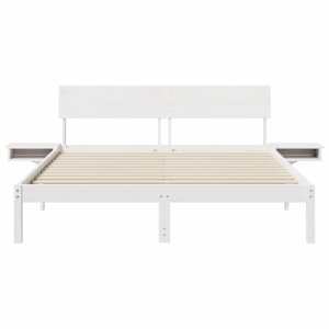 Rám postele s čelo Bílá 150 x 200 cm Masivní borové dřevo - obrázek 5