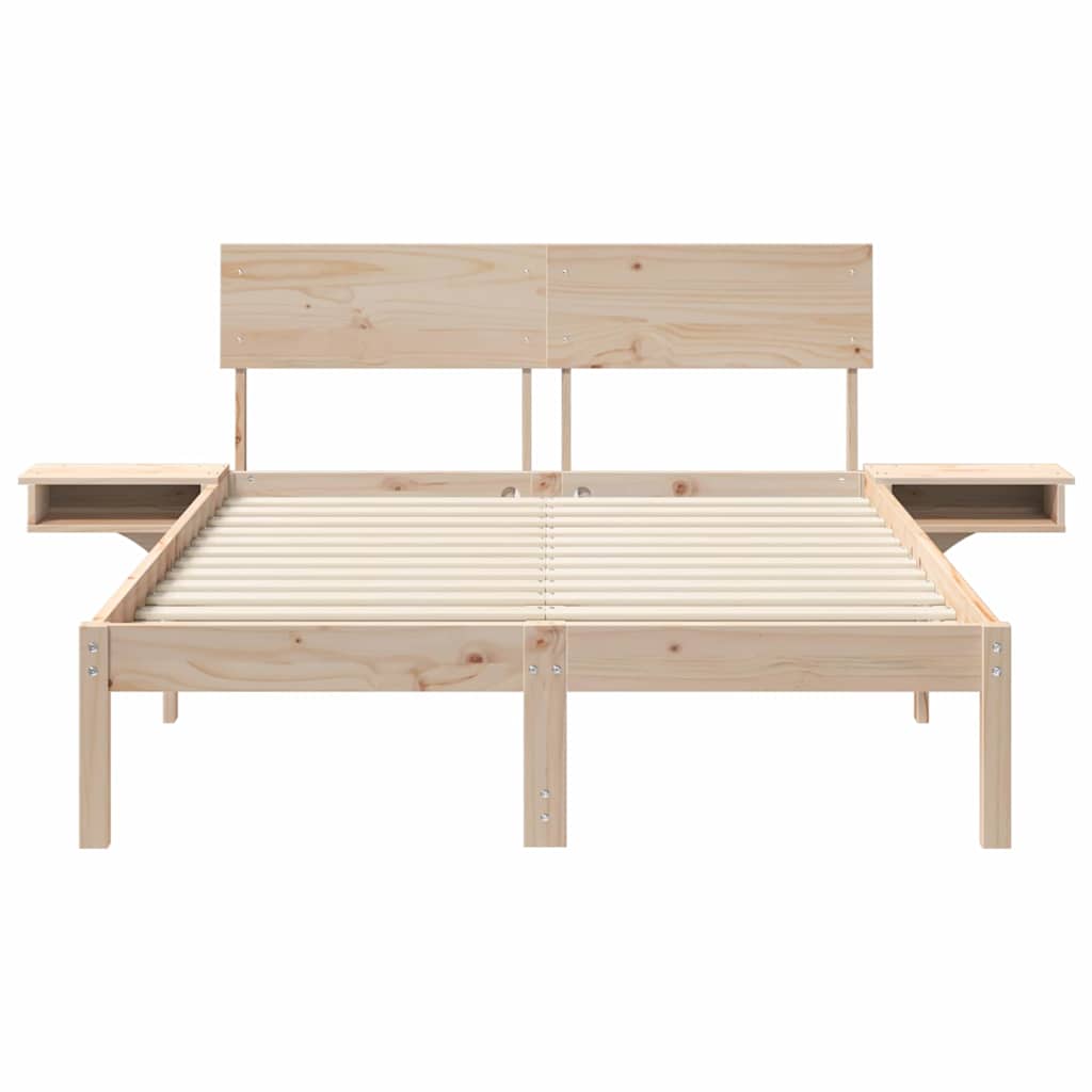 Sengestel med sengeborde med hovedgærde Brun Massivt fyrretræ 5 8721288721716 wbg fr en hd 3