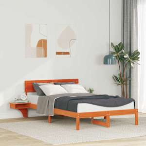 Konstrukcija postelje z vzglavjem Voskast rjav 135 x 190 cm