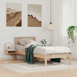 Rám postele s čelo Hnědá 75 x 190 cm Masivní borové dřevo - obrázek 1