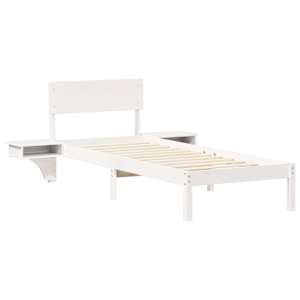 Rám postele s čelo Bílá 75 x 190 cm Masivní borové dřevo - obrázek 4