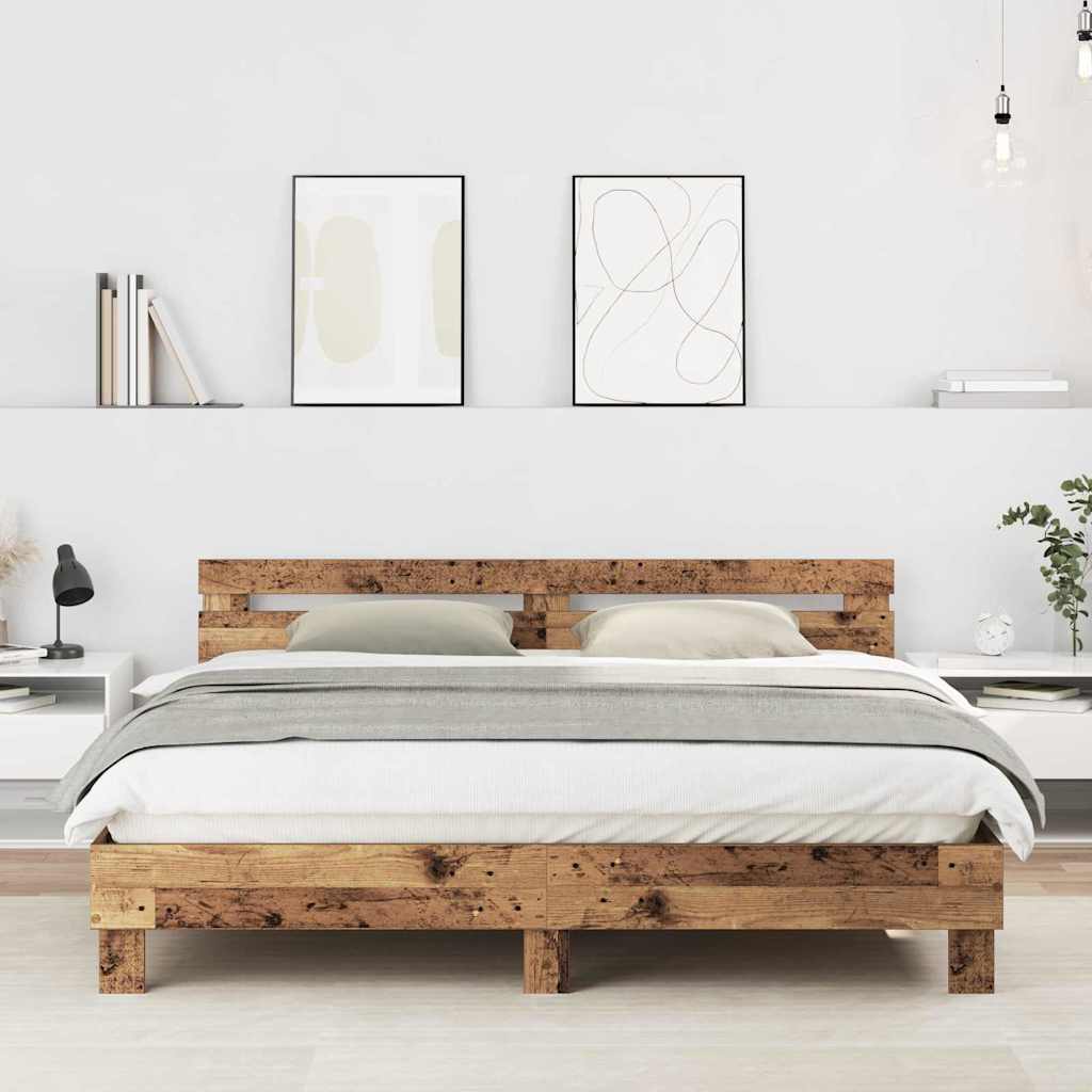 Voodi raam peaga Vana puit 180 x 200 cm