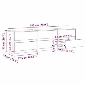 TV jednotky 2 pcs Černý dub 180 x 34 x 50 cm kompozitní dřevo - obrázek 14