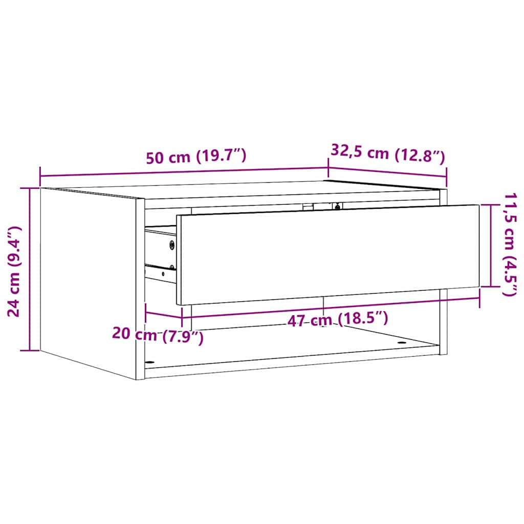 Éjjeli asztal fiókkal Barna 50 x 32.5 x 24 cm Tömör fenyőfa 