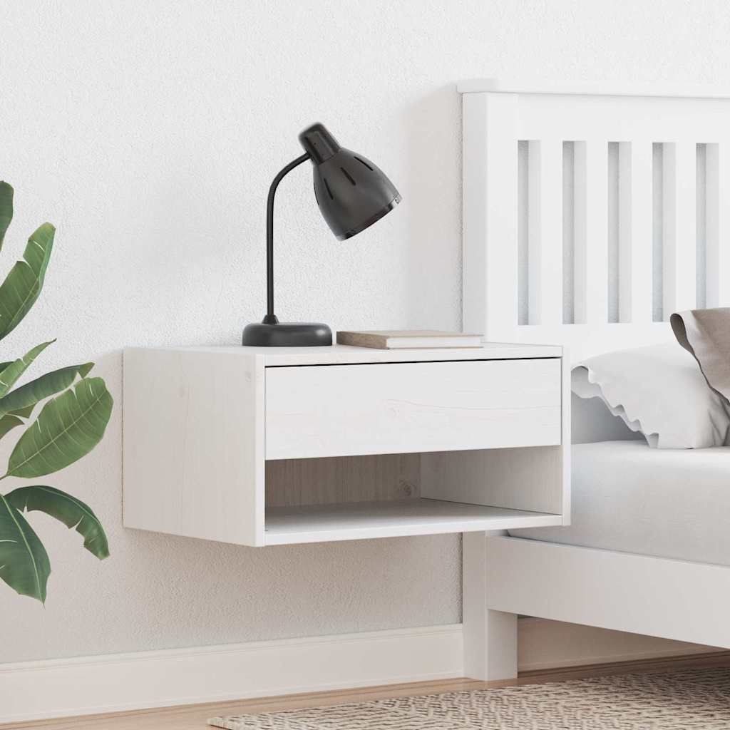 Нощно шкафче за стена с чекмедже 2 pcs Бяло 50 x 32.5 x 24 см