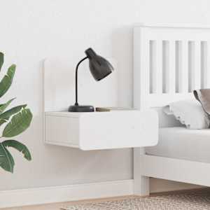 Nočna omarica s predalom Bela 44 x 32,5 x 40 cm Trdna borovina