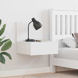 Nočna omarica s predalom Bela 42 x 32,5 x 40 cm Trdna borovina