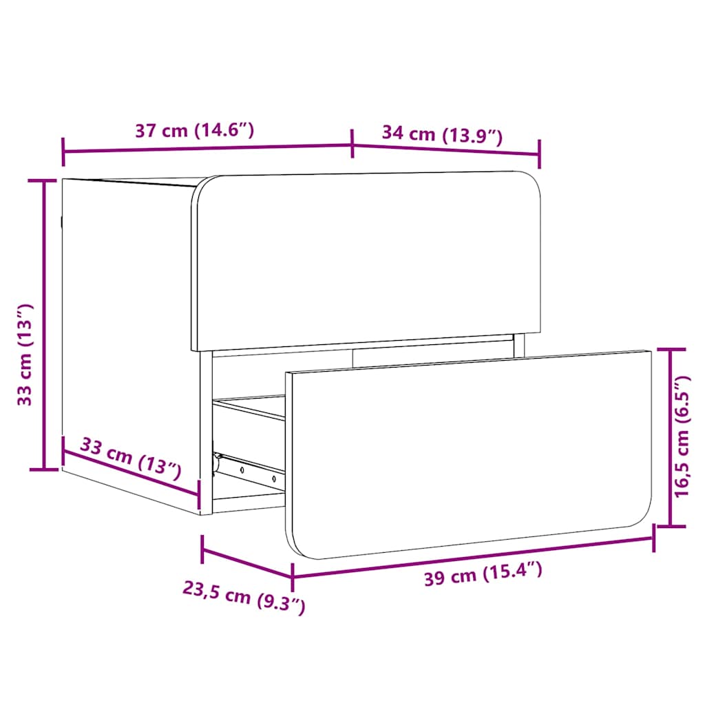 Nachtkastje 2 pcs Naturel 39 x 34 x 33 cm Massief grenenhout image 13
