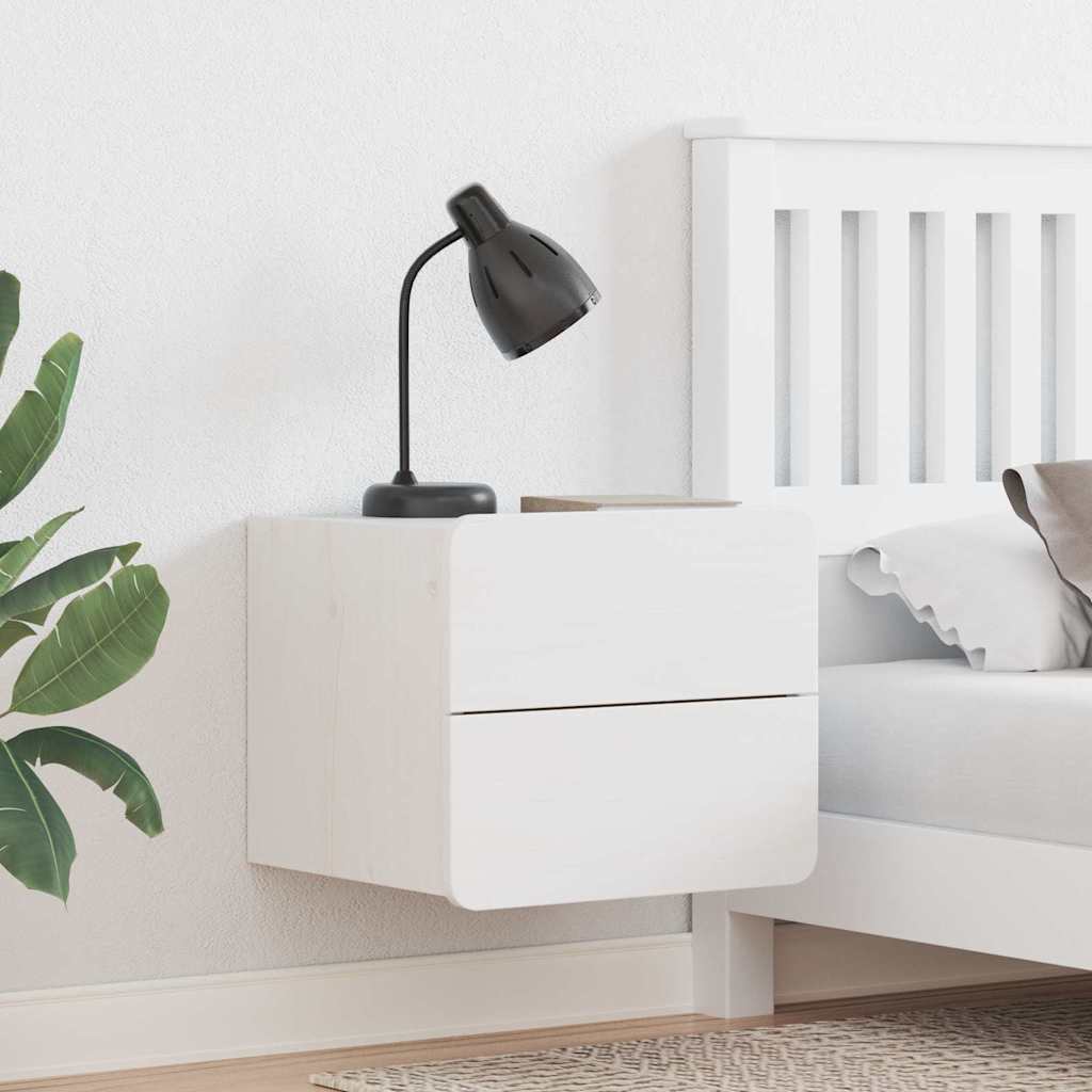 Нощно шкафче 2 pcs Бял 39 x 34 x 33 см Солидна борова дървесина