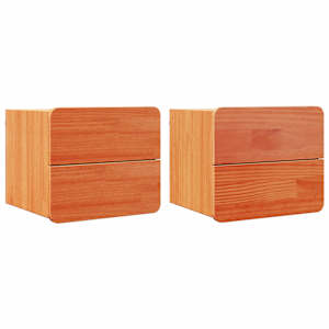 Noční stolek 2 pcs Hnědá 39 x 34 x 33 cm Masivní borové dřevo - obrázek 2