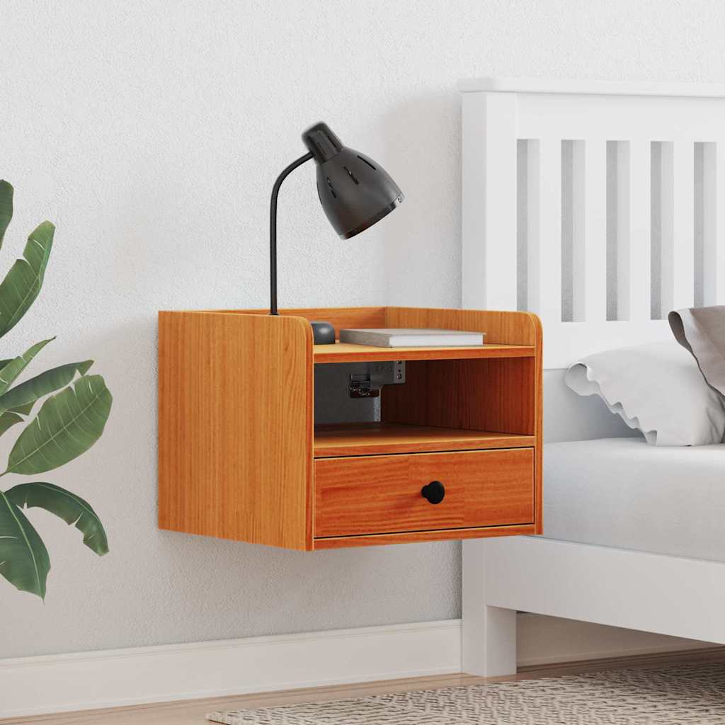 Нощно шкафче с чекмедже Монтиране на стена Восъчнокафяв 38 x 36 x 29.5 см