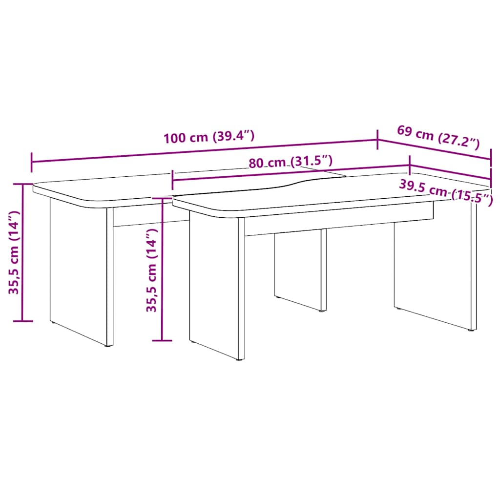 Salontafel 2 pcs Naturel Massief grenenhout image 12