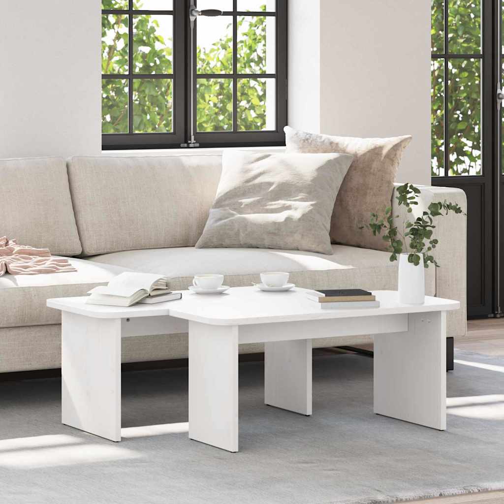 Kohvilaud 2 pcs Valge 100 x 69 x 35.5 cm Tihe mänd