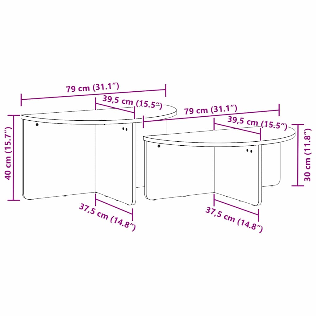 Salontafel 2 pcs Naturel Massief grenenhout image 12