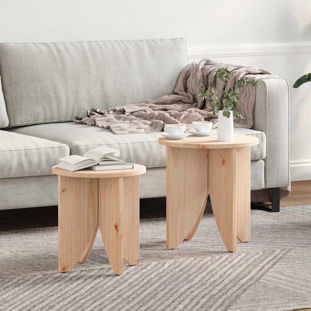 Масичка за кафе 2 pcs Натурален 41.5 x 41.5 x 44 см