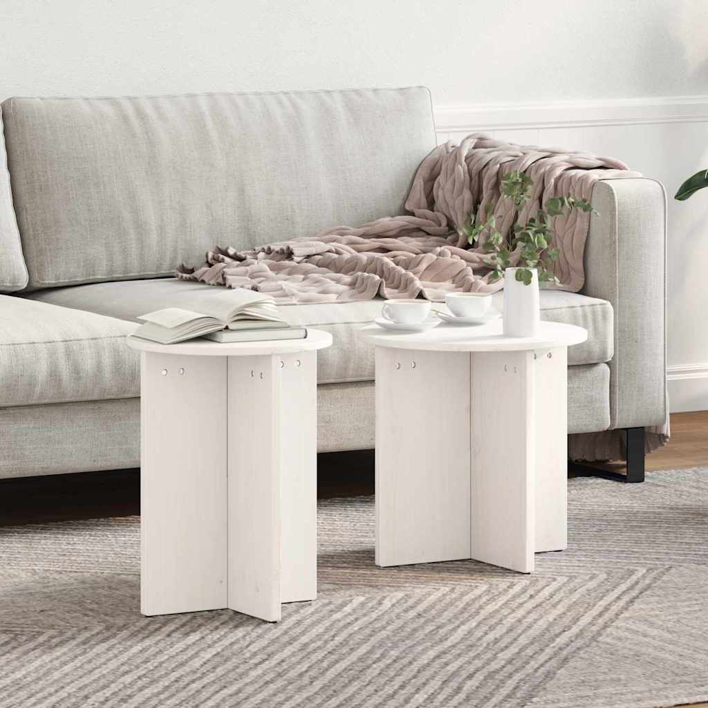 Kohvilauda komplekt 2 pcs Valge 41.5 x 41.5 x 41 cm Tihe mänd