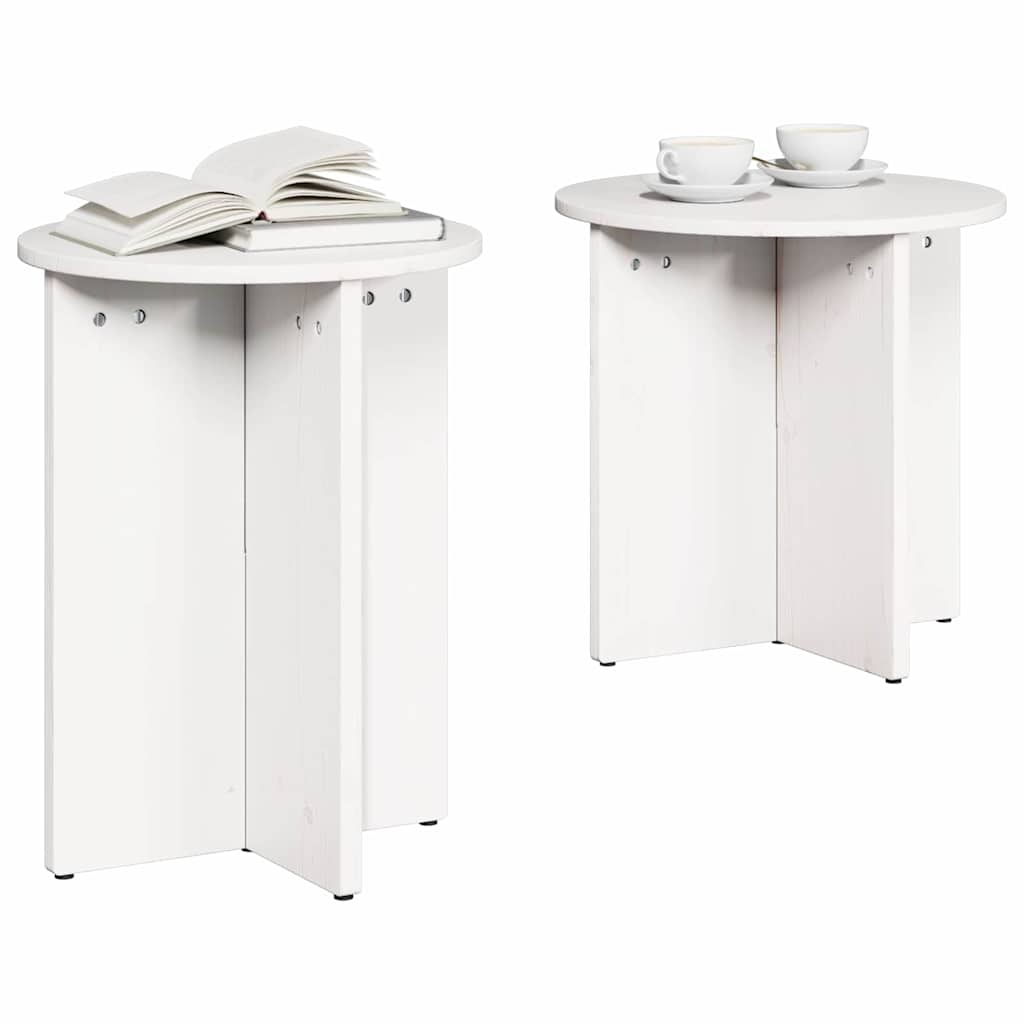 vidaXL Salontafel 2 pcs Wit 41,5 x 41,5 x 41 cm Massief grenenhout