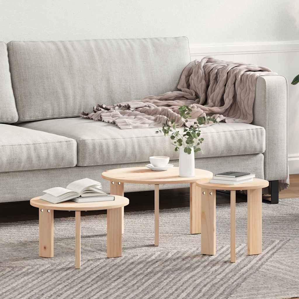 Масичка за кафе 3 pcs Натурален 47.5 x 47.5 x 27 см
